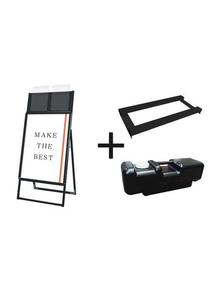 常磐精工 ポスタースタンド ポスターグリップスタンド看板カタログケース付(屋外用) A1片面ブラック ウエイトアーム・水タンクセット PGSKK-A1KB-G-3SET|【店舗用品】