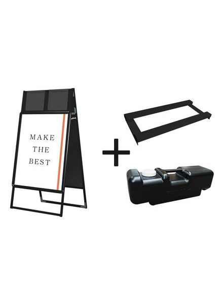 常磐精工 ポスタースタンド ポスターグリップスタンド看板カタログケース付(屋内用) A1両面ブラック ウエイトアーム・水タンクセット PGSKK-A1RB-3SET|【店舗用品】