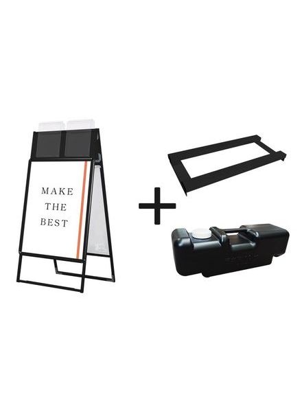 常磐精工 ポスタースタンド ポスターグリップスタンド看板カタログケース付(屋外用) A1両面ブラック ウエイトアーム・水タンクセット PGSKK-A1RB-G-3SET|【店舗用品】