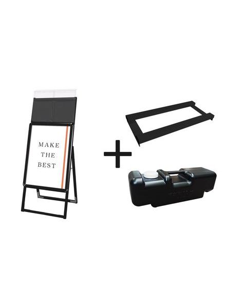 常磐精工 ポスタースタンド ポスターグリップスタンド看板カタログケース付(屋外用) A2片面ブラック ウエイトアーム・水タンクセット PGSKK-A2KB-G-3SET|【店舗用品】