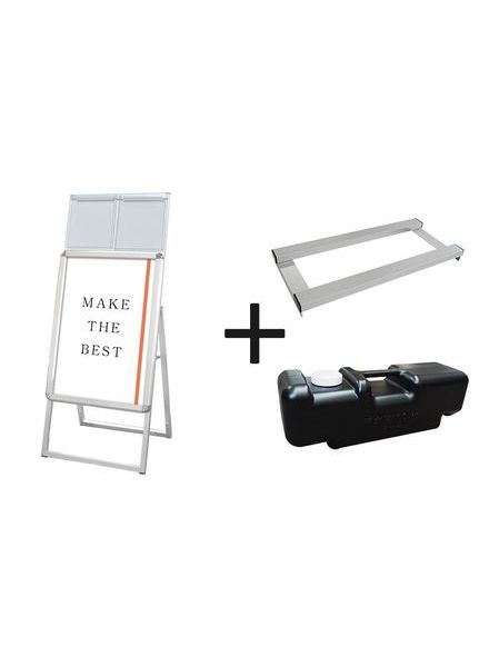 常磐精工 ポスタースタンド ポスターグリップスタンド看板カタログケース付(屋内用) A2片面シルバー ウエイトアーム・水タンクセット PGSKK-A2KS-3SET|【店舗用品】