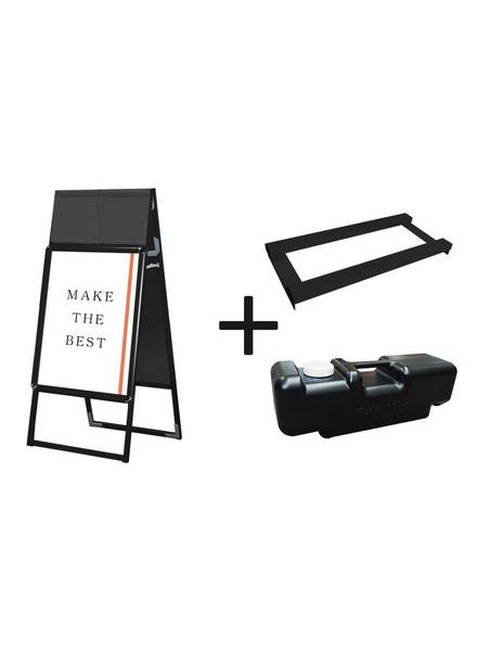 常磐精工 ポスタースタンド ポスターグリップスタンド看板カタログケース付(屋内用) A2両面ブラック ウエイトアーム・水タンクセット PGSKK-A2RB-3SET|【店舗用品】