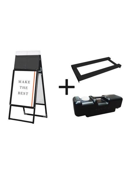 常磐精工 ポスタースタンド ポスターグリップスタンド看板カタログケース付(屋外用) A2両面ブラック ウエイトアーム・水タンクセット PGSKK-A2RB-G-3SET|【店舗用品】