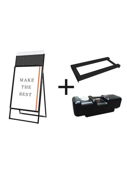 常磐精工 ポスタースタンド ポスターグリップスタンド看板カタログケース付(屋外用) B1片面ブラック ウエイトアーム・水タンクセット PGSKK-B1KB-G-3SET|【店舗用品】
