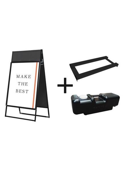 常磐精工 ポスタースタンド ポスターグリップスタンド看板カタログケース付(屋内用) B1両面ブラック ウエイトアーム・水タンクセット PGSKK-B1RB-3SET|【店舗用品】