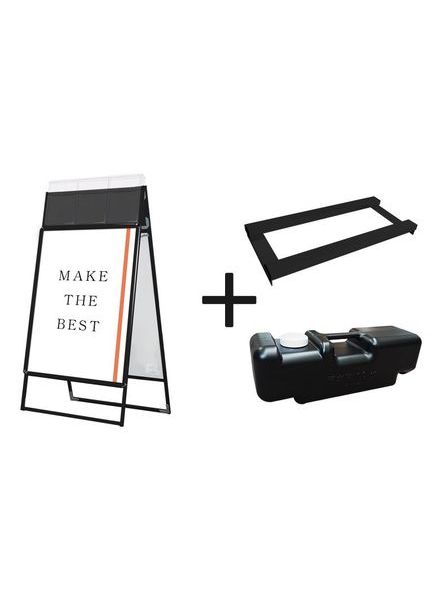 常磐精工 ポスタースタンド ポスターグリップスタンド看板カタログケース付(屋外用) B1両面ブラック ウエイトアーム・水タンクセット PGSKK-B1RB-G-3SET|【店舗用品】