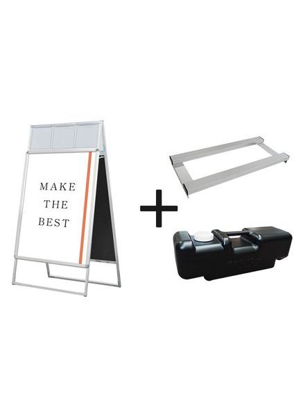 常磐精工 ポスタースタンド ポスターグリップスタンド看板カタログケース付(屋内用) B1両面シルバー ウエイトアーム・水タンクセット PGSKK-B1RS-3SET|【店舗用品】
