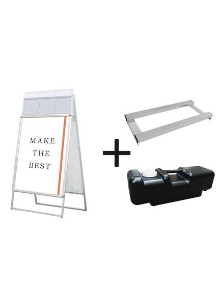 常磐精工 ポスタースタンド ポスターグリップスタンド看板カタログケース付(屋外用) B1両面シルバー ウエイトアーム・水タンクセット PGSKK-B1RS-G-3SET|【店舗用品】