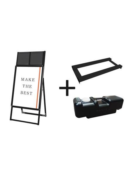 常磐精工 ポスタースタンド ポスターグリップスタンド看板カタログケース付(屋内用) B2片面ブラック ウエイトアーム・水タンクセット PGSKK-B2KB-3SET|【店舗用品】