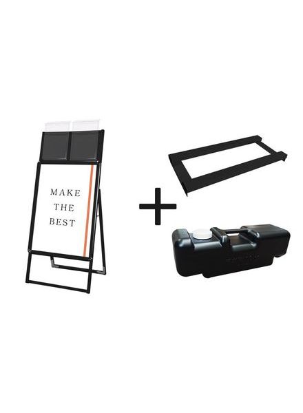 常磐精工 ポスタースタンド ポスターグリップスタンド看板カタログケース付(屋外用) B2片面ブラック ウエイトアーム・水タンクセット PGSKK-B2KB-G-3SET|【店舗用品】