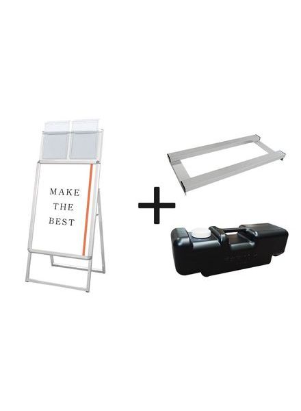 常磐精工 ポスタースタンド ポスターグリップスタンド看板カタログケース付(屋外用) B2片面シルバー ウエイトアーム・水タンクセット PGSKK-B2KS-G-3SET|【店舗用品】