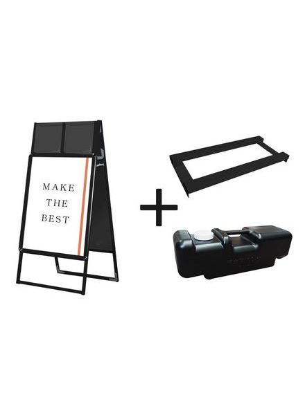 常磐精工 ポスタースタンド ポスターグリップスタンド看板カタログケース付(屋内用) B2両面ブラック ウエイトアーム・水タンクセット PGSKK-B2RB-3SET|【店舗用品】