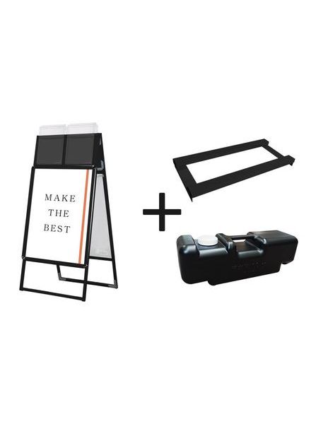 常磐精工 ポスタースタンド ポスターグリップスタンド看板カタログケース付(屋外用) B2両面ブラック ウエイトアーム・水タンクセット PGSKK-B2RB-G-3SET|【店舗用品】
