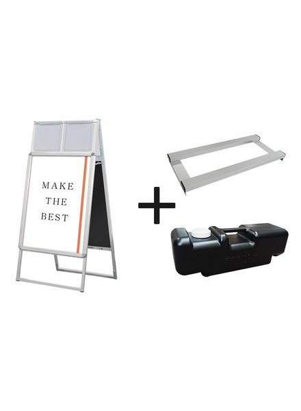 常磐精工 ポスタースタンド ポスターグリップスタンド看板カタログケース付(屋内用) B2両面シルバー ウエイトアーム・水タンクセット PGSKK-B2RS-3SET|【店舗用品】