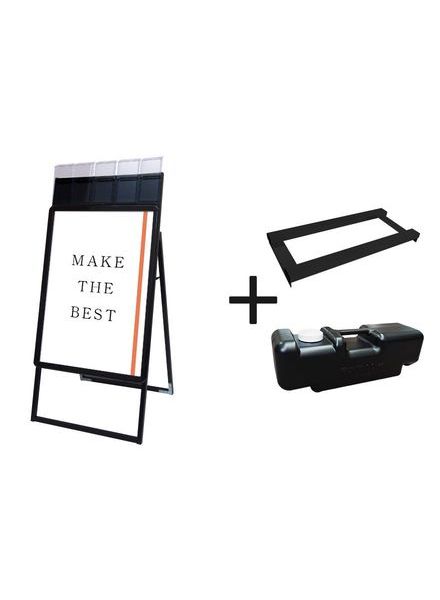 常磐精工 ポスタースタンド ポスターグリップスタンド看板パンフレットケース付(屋外用) A1片面ブラック ウエイトアーム・水タンクセット PGSKP-A1KB-G-3SET|【店舗用品】