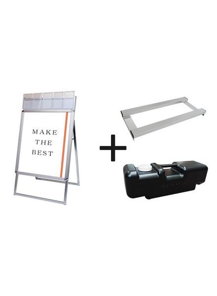 常磐精工 ポスタースタンド ポスターグリップスタンド看板パンフレットケース付(屋外用) A1片面シルバー ウエイトアーム・水タンクセット PGSKP-A1KS-G-3SET|【店舗用品】
