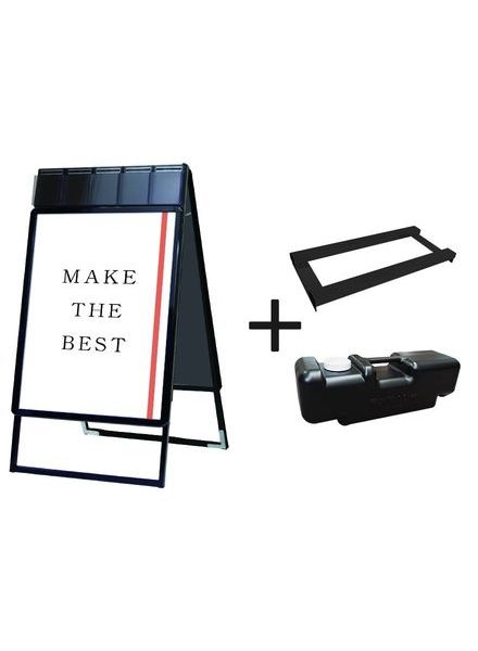 常磐精工 ポスタースタンド ポスターグリップスタンド看板パンフレットケース付(屋内用) A1両面ブラック ウエイトアーム・水タンクセット PGSKP-A1RB-3SET|【店舗用品】