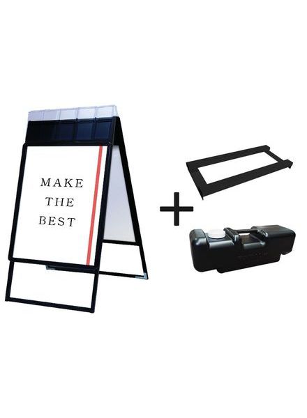 常磐精工 ポスタースタンド ポスターグリップスタンド看板パンフレットケース付(屋外用) A1両面ブラック ウエイトアーム・水タンクセット PGSKP-A1RB-G-3SET|【店舗用品】