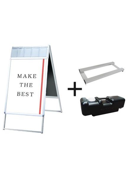 常磐精工 ポスタースタンド ポスターグリップスタンド看板パンフレットケース付(屋内用) A1両面シルバー ウエイトアーム・水タンクセット PGSKP-A1RS-3SET|【店舗用品】