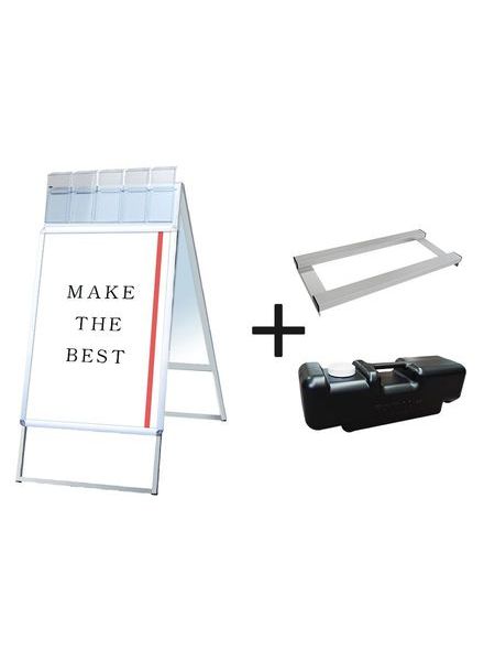 常磐精工 ポスタースタンド ポスターグリップスタンド看板パンフレットケース付(屋外用) A1両面シルバー ウエイトアーム・水タンクセット PGSKP-A1RS-G-3SET|【店舗用品】
