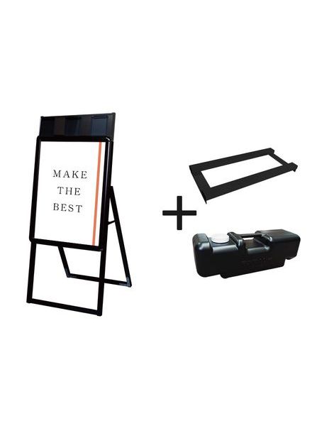 常磐精工 ポスタースタンド ポスターグリップスタンド看板パンフレットケース付(屋内用) A2片面ブラック ウエイトアーム・水タンクセット PGSKP-A2KB-3SET|【店舗用品】