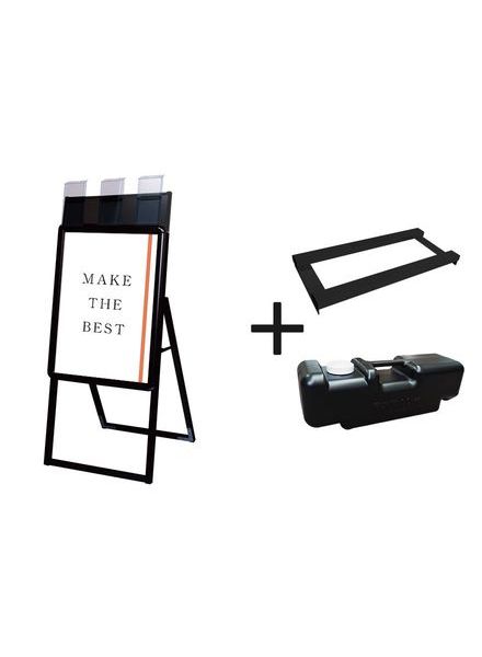 常磐精工 ポスタースタンド ポスターグリップスタンド看板パンフレットケース付(屋外用) A2片面ブラック ウエイトアーム・水タンクセット PGSKP-A2KB-G-3SET|【店舗用品】