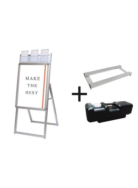 常磐精工 ポスタースタンド ポスターグリップスタンド看板パンフレットケース付(屋外用) A2片面シルバー ウエイトアーム・水タンクセット PGSKP-A2KS-G-3SET|【店舗用品】