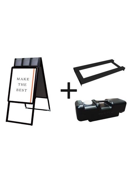 常磐精工 ポスタースタンド ポスターグリップスタンド看板パンフレットケース付(屋内用) A2両面ブラック ウエイトアーム・水タンクセット PGSKP-A2RB-3SET|【店舗用品】