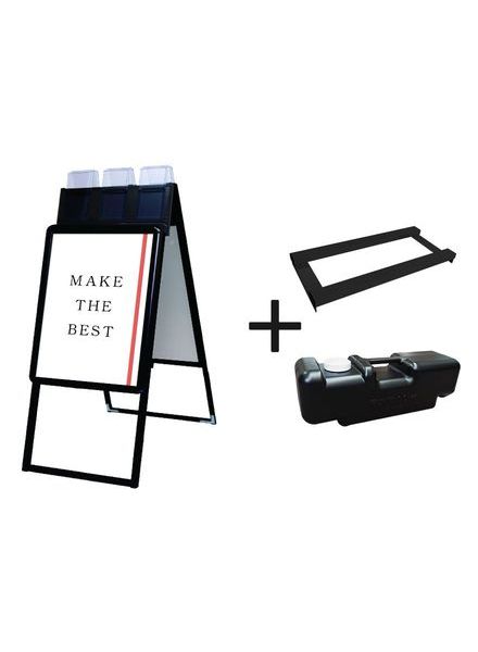 常磐精工 ポスタースタンド ポスターグリップスタンド看板パンフレットケース付(屋外用) A2両面ブラック ウエイトアーム・水タンクセット PGSKP-A2RB-G-3SET|【店舗用品】