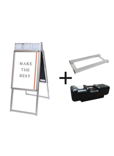常磐精工 ポスタースタンド ポスターグリップスタンド看板パンフレットケース付(屋内用) A2両面シルバー ウエイトアーム・水タンクセット PGSKP-A2RS-3SET|【店舗用品】