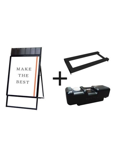 常磐精工 ポスタースタンド ポスターグリップスタンド看板パンフレットケース付(屋内用) B1片面ブラック ウエイトアーム・水タンクセット PGSKP-B1KB-3SET|【店舗用品】