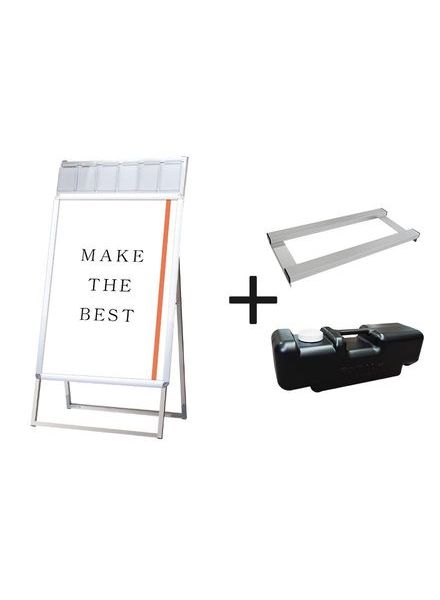 常磐精工 ポスタースタンド ポスターグリップスタンド看板パンフレットケース付(屋内用) B1片面シルバー ウエイトアーム・水タンクセット PGSKP-B1KS-3SET|【店舗用品】