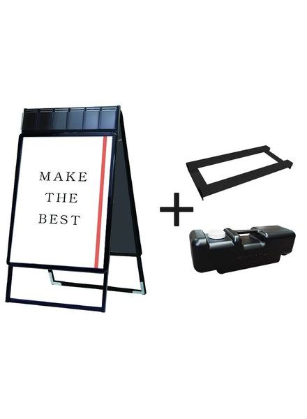 常磐精工 ポスタースタンド ポスターグリップスタンド看板パンフレットケース付(屋内用) B1両面ブラック ウエイトアーム・水タンクセット PGSKP-B1RB-3SET|【店舗用品】