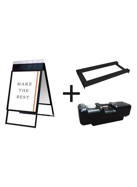 常磐精工 ポスタースタンド ポスターグリップスタンド看板パンフレットケース付(屋外用) B1両面ブラック ウエイトアーム・水タンクセット PGSKP-B1RB-G-3SET|【店舗用品】