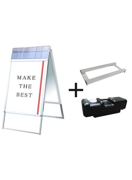 常磐精工 ポスタースタンド ポスターグリップスタンド看板パンフレットケース付(屋外用) B1両面シルバー ウエイトアーム・水タンクセット PGSKP-B1RS-G-3SET|【店舗用品】
