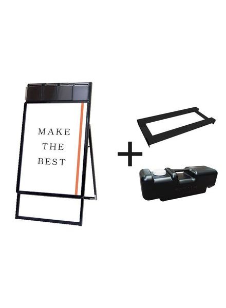 常磐精工 ポスタースタンド ポスターグリップスタンド看板パンフレットケース付(屋内用) B2片面ブラック ウエイトアーム・水タンクセット PGSKP-B2KB-3SET|【店舗用品】