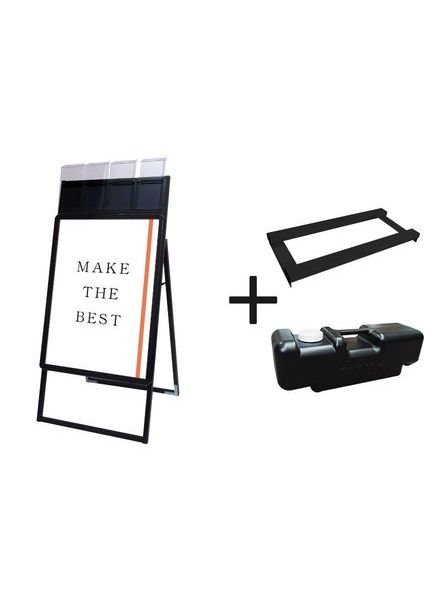 常磐精工 ポスタースタンド ポスターグリップスタンド看板パンフレットケース付(屋外用) B2片面ブラック ウエイトアーム・水タンクセット PGSKP-B2KB-G-3SET|【店舗用品】