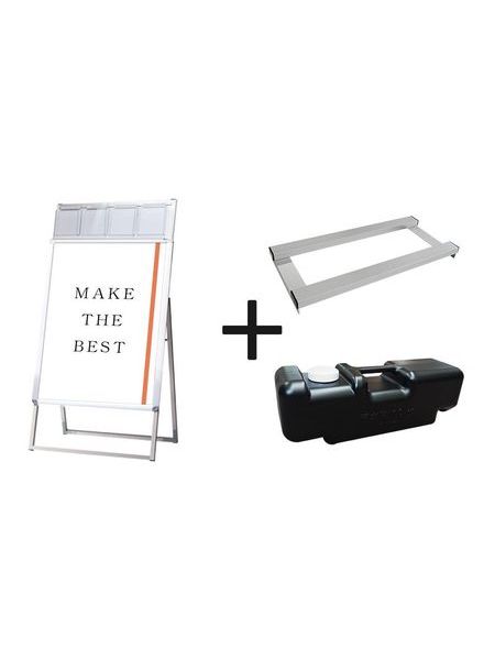 常磐精工 ポスタースタンド ポスターグリップスタンド看板パンフレットケース付(屋内用) B2片面シルバー ウエイトアーム・水タンクセット PGSKP-B2KS-3SET|【店舗用品】