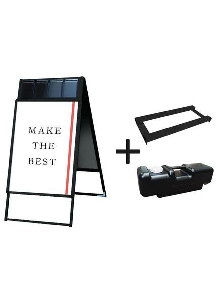 常磐精工 ポスタースタンド ポスターグリップスタンド看板パンフレットケース付(屋内用) B2両面ブラック ウエイトアーム・水タンクセット PGSKP-B2RB-3SET|【店舗用品】
