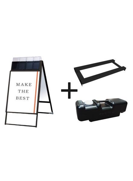 常磐精工 ポスタースタンド ポスターグリップスタンド看板パンフレットケース付(屋外用) B2両面ブラック ウエイトアーム・水タンクセット PGSKP-B2RB-G-3SET|【店舗用品】