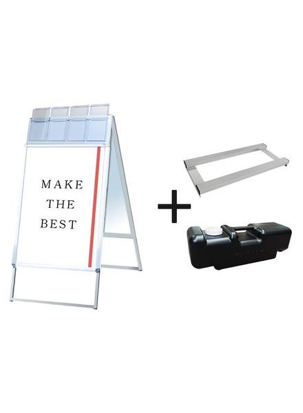 常磐精工 ポスタースタンド ポスターグリップスタンド看板パンフレットケース付(屋外用) B2両面シルバー ウエイトアーム・水タンクセット PGSKP-B2RS-G-3SET|【店舗用品】