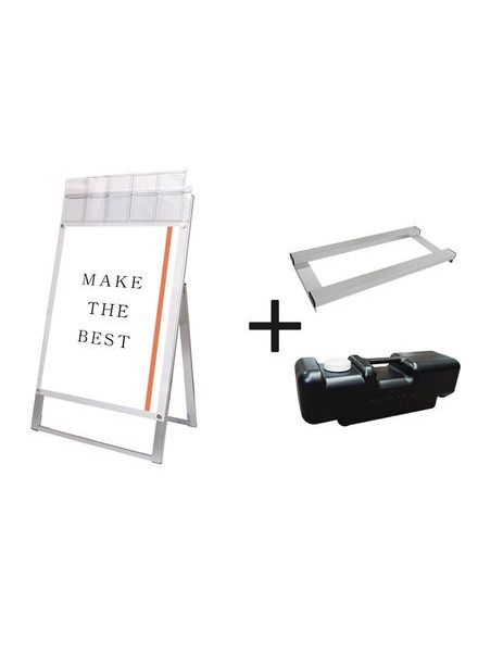 常磐精工 ポスタースタンド ポスター用スタンド看板マグネジ パンフレットケース付 A1片面ホワイト(屋外用) ウエイトアーム・水タンクセット PSSKMNP-A1KW-G-3SET|【店舗用品】