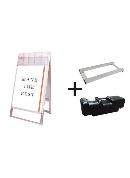 常磐精工 ポスタースタンド ポスター用スタンド看板マグネジ パンフレットケース付 A1両面ホワイト(屋外用) ウエイトアーム・水タンクセット PSSKMNP-A1RW-G-3SET|【店舗用品】