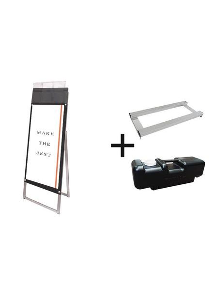 常磐精工 ポスタースタンド ポスター用スタンド看板マグネジ パンフレットケース付 A3縦縦片面ブラック(屋外用) ウエイトアーム・水タンクセット PSSKMNP-A3TTKB-G-3SET|【店舗用品】
