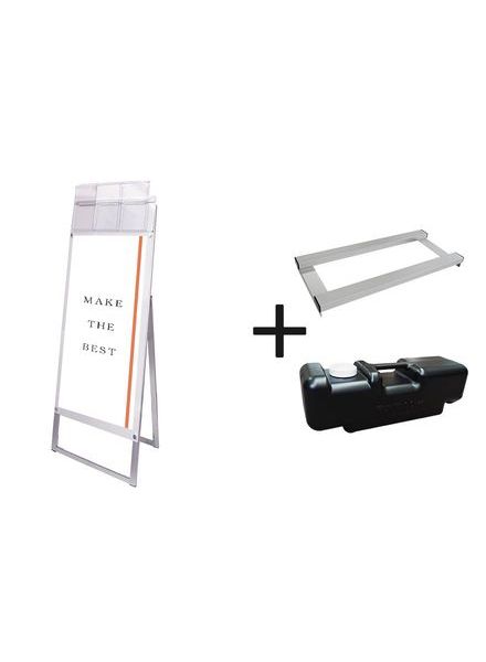 常磐精工 ポスタースタンド ポスター用スタンド看板マグネジ パンフレットケース付 A3縦縦片面ホワイト(屋外用) ウエイトアーム・水タンクセット PSSKMNP-A3TTKW-G-3SET|【店舗用品】