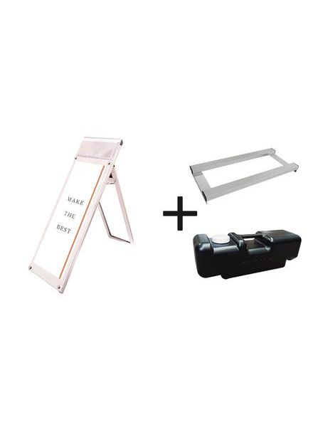 常磐精工 ポスタースタンド ポスター用スタンド看板マグネジ パンフレットケース付 A3縦縦ロウ片面ホワイト(屋内用) ウエイトアーム・水タンクセット PSSKMNP-A3TTLKW-3SET|【店舗用品】