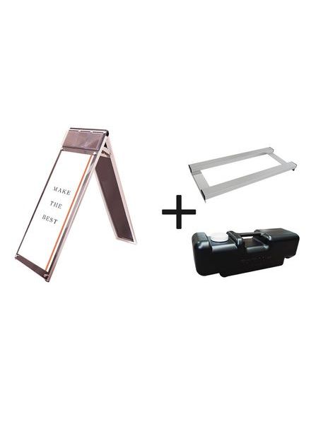 常磐精工 ポスタースタンド ポスター用スタンド看板マグネジ パンフレットケース付 A3縦縦ロウ両面ブラック(屋内用) ウエイトアーム・水タンクセット PSSKMNP-A3TTLRB-3SET|【店舗用品】