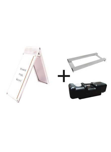 常磐精工 ポスタースタンド ポスター用スタンド看板マグネジ パンフレットケース付 A3縦縦ロウ両面ホワイト(屋内用) ウエイトアーム・水タンクセット PSSKMNP-A3TTLRW-3SET|【店舗用品】