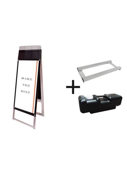 常磐精工 ポスタースタンド ポスター用スタンド看板マグネジ パンフレットケース付 A3縦縦両面ブラック(屋外用) ウエイトアーム・水タンクセット PSSKMNP-A3TTRB-G-3SET|【店舗用品】