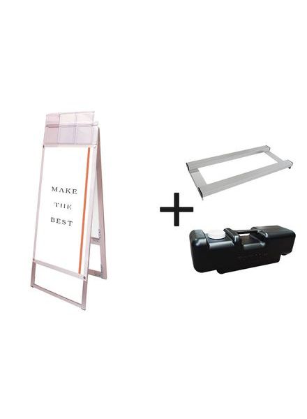 常磐精工 ポスタースタンド ポスター用スタンド看板マグネジ パンフレットケース付 A3縦縦両面ホワイト(屋外用) ウエイトアーム・水タンクセット PSSKMNP-A3TTRW-G-3SET|【店舗用品】